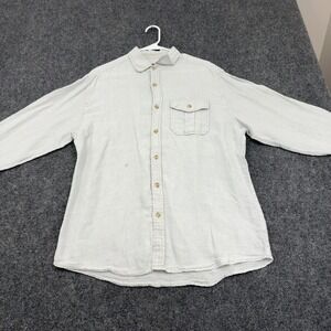 Axis LA Button Down Shirt Mens L Light Blue Linen Long Sleeve Casual Style